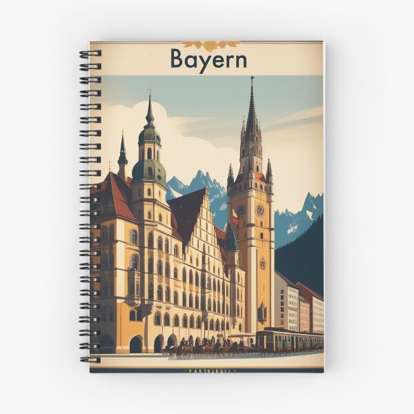 Item preview, Bavaria Germany Vintage Travel Poster - Alpine Mountain Steeple Bayern Retro Art designed and sold by Esterlane.