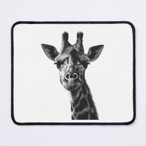 Item preview, Giraffe Portrait Black and White – Frontal View on Darkness designed and sold by Meiersbeste.