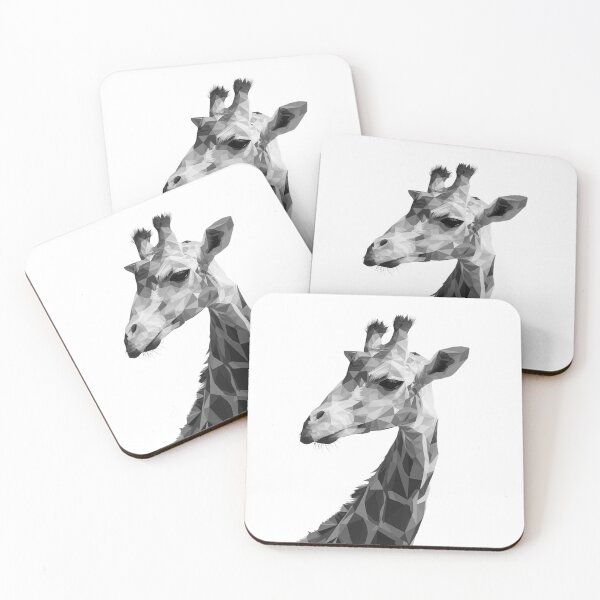 Item preview, Geometric Giraffe Side View – Low-Poly Portrait in Black and White designed and sold by Meiersbeste.