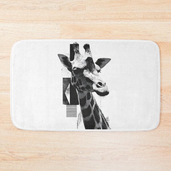 Item preview, Giraffe portrait in profile – black and white art with abstract block designed and sold by Meiersbeste.