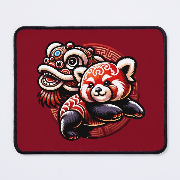 Item preview, Cute Red Panda Playing With Chinese Lion Dance Head designed and sold by Trendsecne.