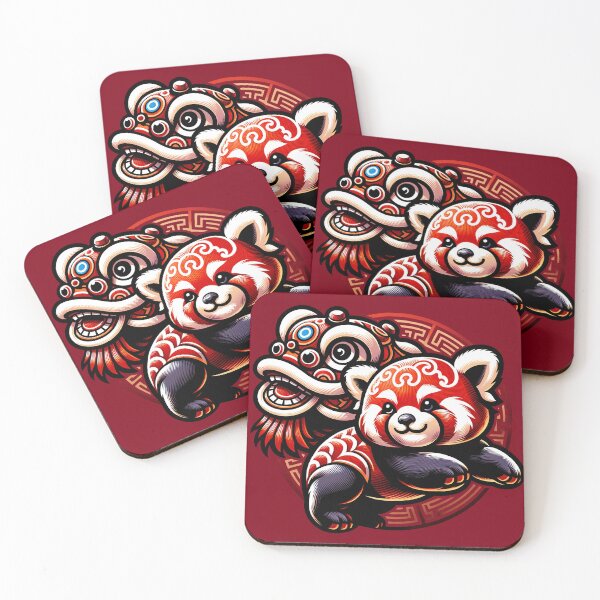 Item preview, Cute Red Panda Playing With Chinese Lion Dance Head designed and sold by Trendsecne.