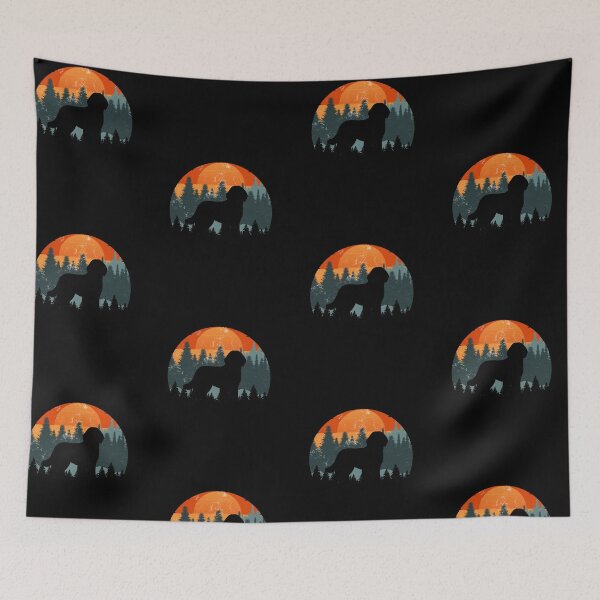 Item preview, Retro Sunset Vintage Forest Mountains Pyredoodle Gift designed and sold by Guarddogdrive.