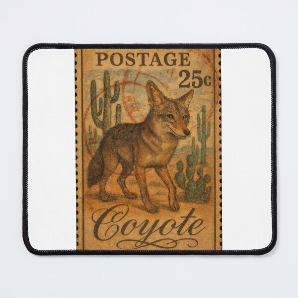 Item preview, Desert Dispatch: Vintage Coyote Stamp of the Southwest designed and sold by ForeverPrintsOK.