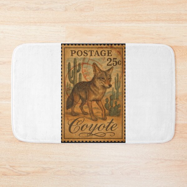 Item preview, Desert Dispatch: Vintage Coyote Stamp of the Southwest designed and sold by ForeverPrintsOK.