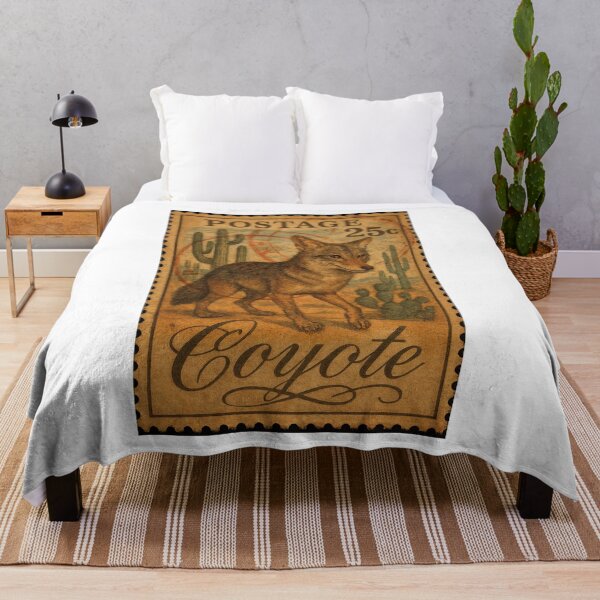 Item preview, Desert Dispatch: Vintage Coyote Stamp of the Southwest designed and sold by ForeverPrintsOK.