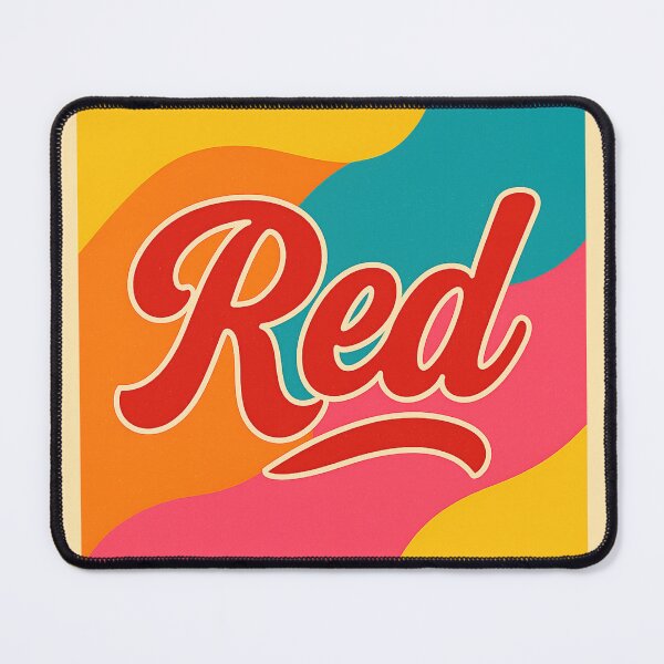 Item preview, "Red" written in cursive, colorful design designed and sold by Moonshroomarts.