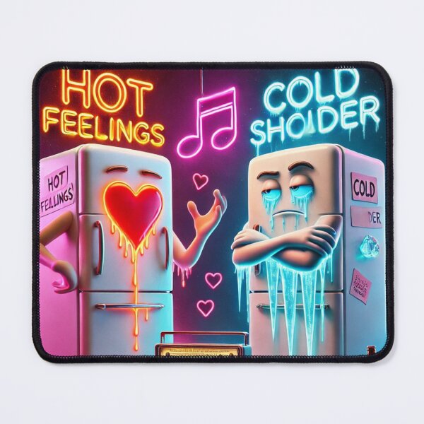 Item preview, Hot Feelings Cold Shoulder – Funny Neon Relationship Meme designed and sold by ComedyInkFactor.