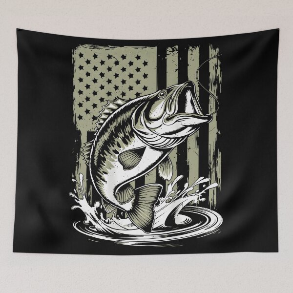 Item preview, Fishing Camouflage Bass Fish American Flag Camo designed and sold by CameronTheBro.