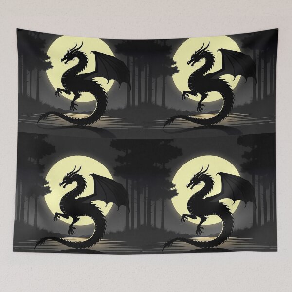 Item preview, Copy of Mystical Dragon Silhouette with Twisting Tail under Moonlit Sky Design designed and sold by NovaDigitalArt45.
