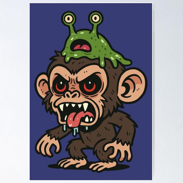 Item preview, Chimpanzee with an Alien Brain Slug designed and sold by Ghost on Toast.