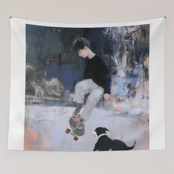 Item preview, Boy Skateboarding with Dog designed and sold by lautir.