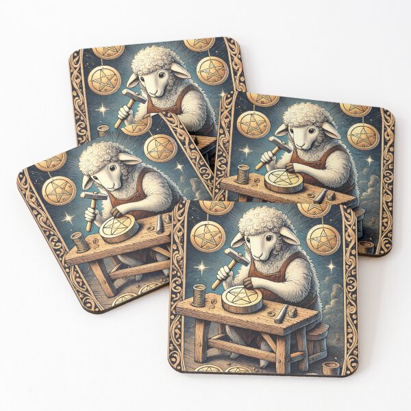 Item preview, Sheepism – Eight of Pentacles Tarot Card designed and sold by Thpoar.