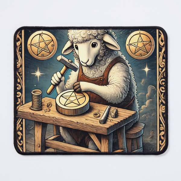 Item preview, Sheepism – Eight of Pentacles Tarot Card designed and sold by Thpoar.