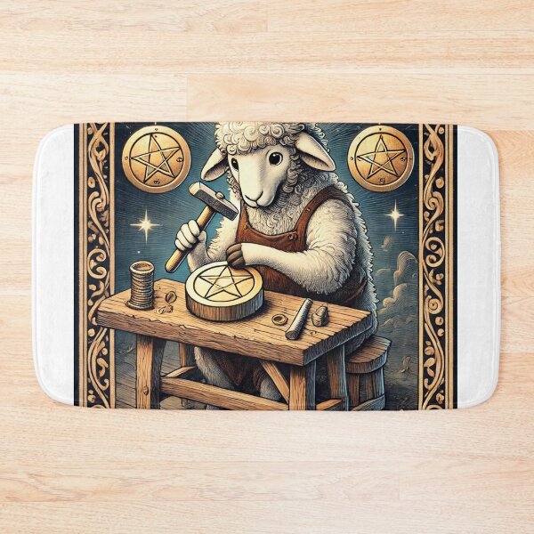 Item preview, Sheepism – Eight of Pentacles Tarot Card designed and sold by Thpoar.