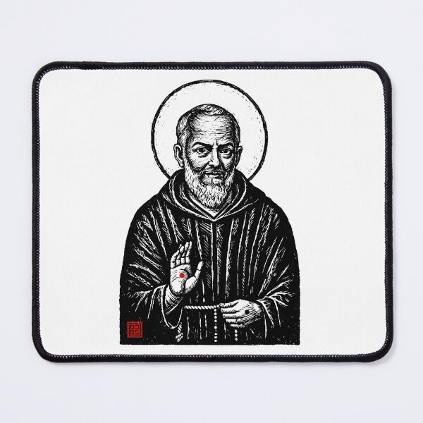 Item preview, Saint Padre Pio Linocut Print designed and sold by tradcatholica.