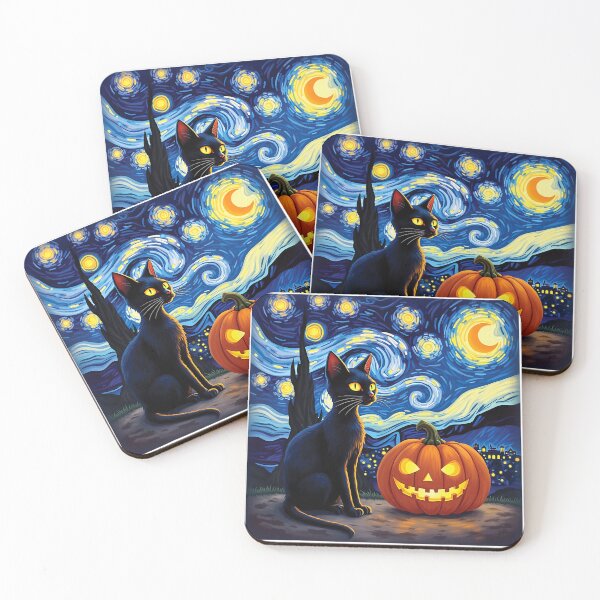 Item preview, Starry Night Cat Halloween Art for Cat Lovers designed and sold by KevinorNorris.
