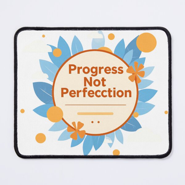 Item preview, Creativity with words and colors is seen in a bright design featuring the phrase Progress Not Perfection with leaves and circles around it designed and sold by SpaceartLilu.
