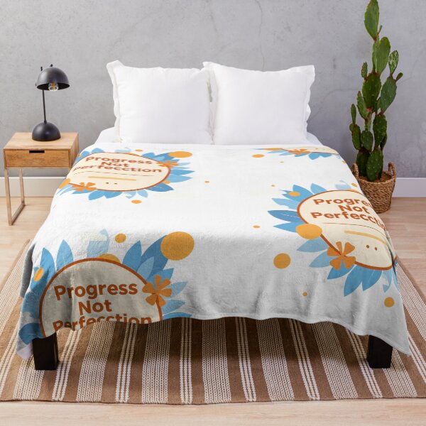 Item preview, Creativity with words and colors is seen in a bright design featuring the phrase Progress Not Perfection with leaves and circles around it designed and sold by SpaceartLilu.