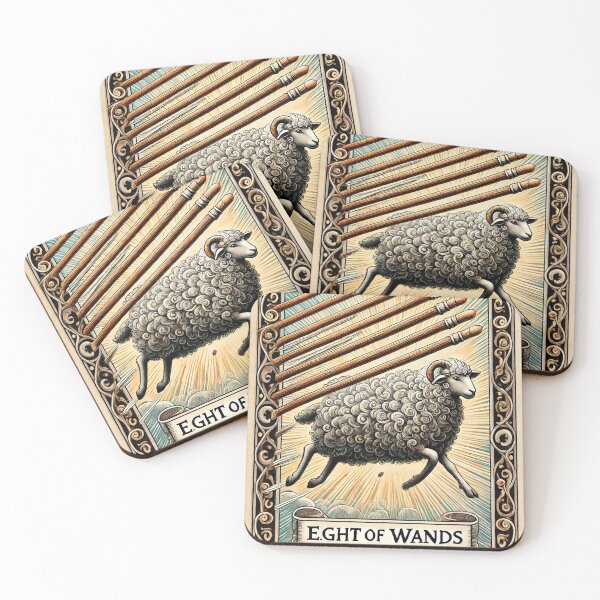 Item preview, Sheepism – Eight of Wands Tarot Card designed and sold by Thpoar.
