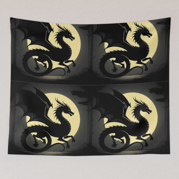 Item preview, Copy of Mystical Dragon Silhouette with Twisting Tail under Moonlit Sky Design designed and sold by NovaDigitalArt45.