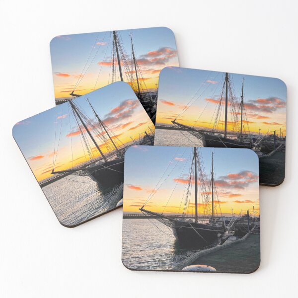 Item preview, Tall Ship Silhouetted against a Colourful Sunrise designed and sold by Violaman.