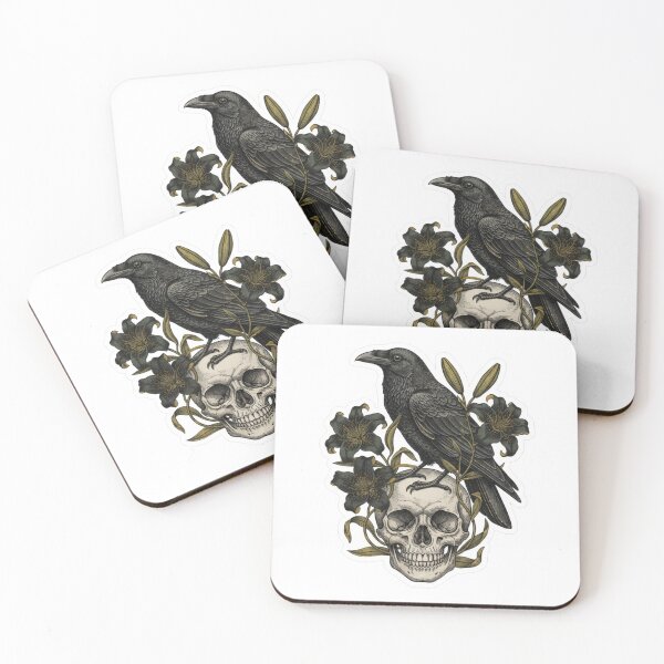 Item preview, Dark Academia Vintage Raven and Skull Botanical Sticker designed and sold by Gurjeetpixelart.