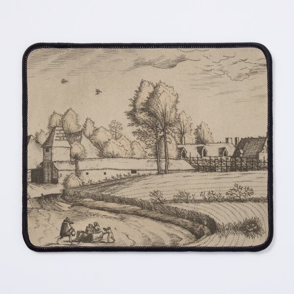 Item preview, Vintage Country Houses Drawing, Minimalist Landscape Art designed and sold by SavageVision.