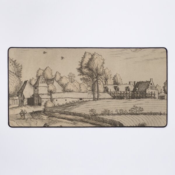 Item preview, Vintage Country Houses Drawing, Minimalist Landscape Art designed and sold by SavageVision.