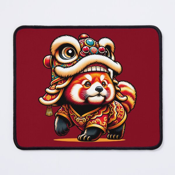 Item preview, Cute Red Panda Walking In Chinese Lion Dance Costume designed and sold by Trendsecne.