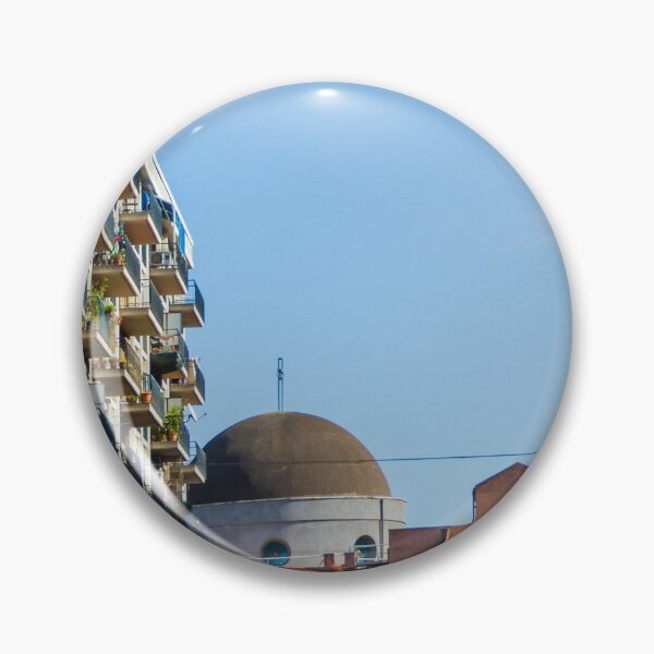 Item preview, Urban Cityscape With Stacked Apartments And Dome-Shaped Building Under Clear Blue Sky designed and sold by Nmallia.