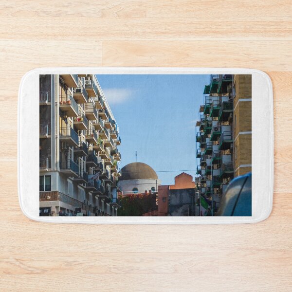 Item preview, Urban Cityscape With Stacked Apartments And Dome-Shaped Building Under Clear Blue Sky designed and sold by Nmallia.