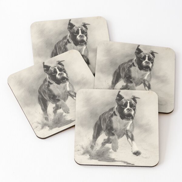 Item preview, A Boxer captured mid-run on a sandy beach, Dogs in Motion designed and sold by CDC40.