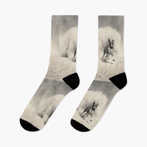 Item preview, A Boxer captured mid-run on a sandy beach, Dogs in Motion designed and sold by CDC40.