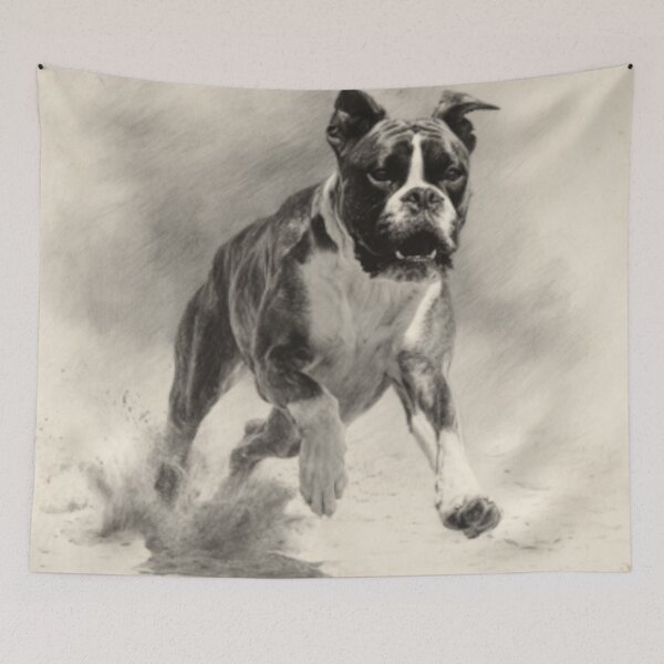 Item preview, A Boxer captured mid-run on a sandy beach, Dogs in Motion designed and sold by CDC40.