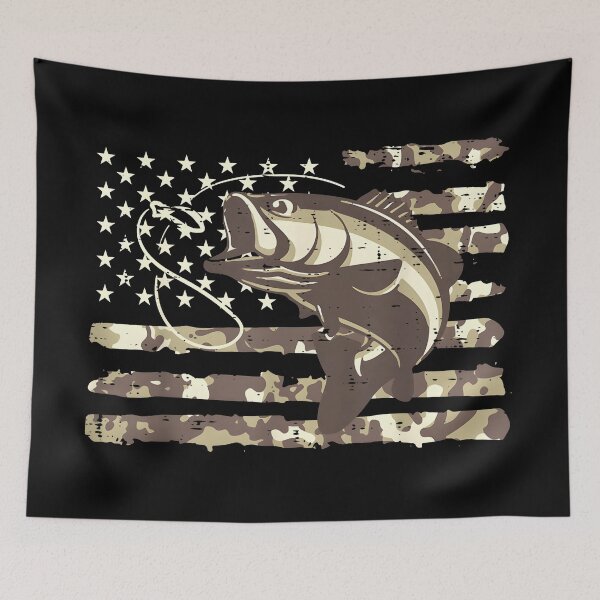 Item preview, Camo US Flag Bass Fish Cool Fishing Patriotic designed and sold by CameronTheBro.