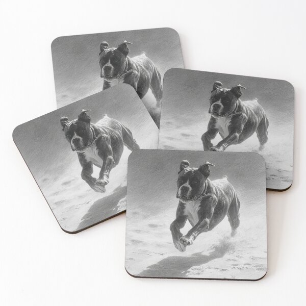 Item preview, A Boxer captured mid-run on a sandy beach, Dogs in Motion designed and sold by CDC40.