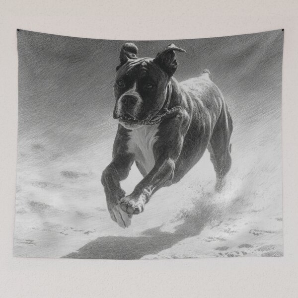 Item preview, A Boxer captured mid-run on a sandy beach, Dogs in Motion designed and sold by CDC40.