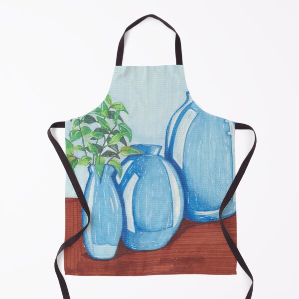 Item preview, Jarrones Azules Minimalistas con Hojas designed and sold by SofiaB1606.