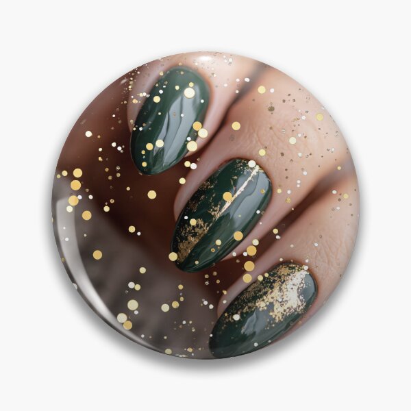 Item preview, Luxury Emerald Green Nail Art with Gold Foil | Elegant Aesthetic Beauty Print designed and sold by Basma Store.