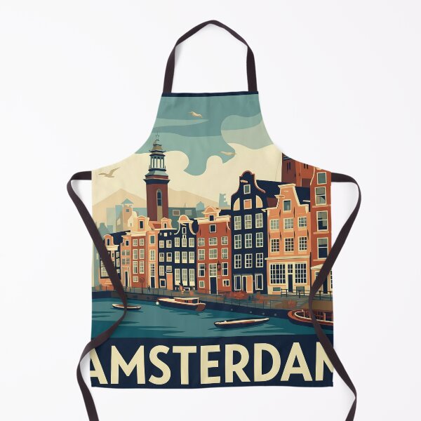 Item preview, Amsterdam Canal Vintage Travel Poster Retro Dutch Houses Boats, Classic Netherlands Skyline Wall Art Print, European Cityscape Decor designed and sold by AbstractAuraArt.