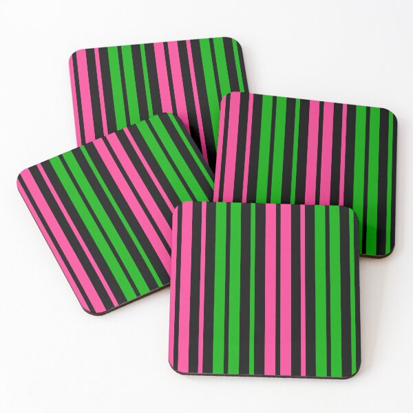 Item preview, Green Pink Stripes On Black Pattern Design  designed and sold by PatternTitan.