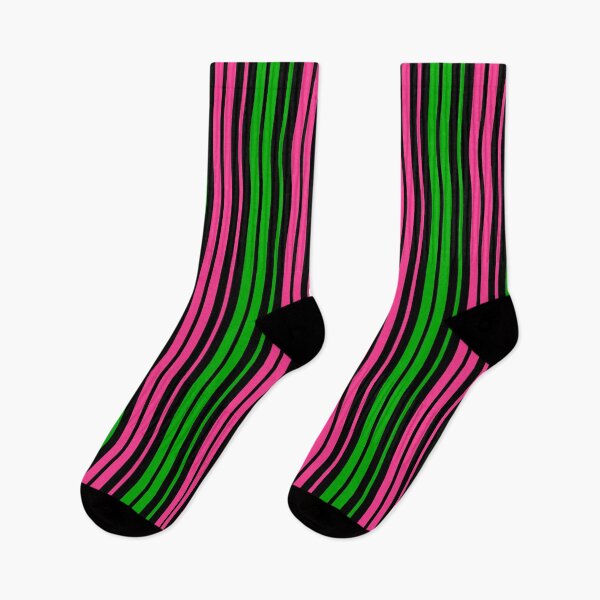 Item preview, Green Pink Stripes On Black Pattern Design  designed and sold by PatternTitan.