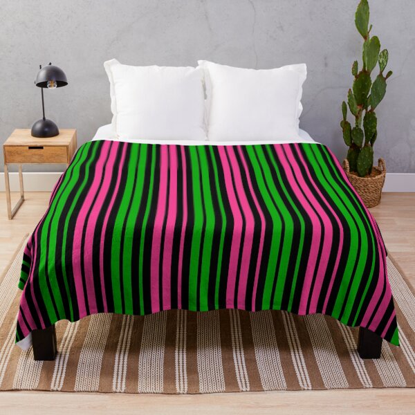 Item preview, Green Pink Stripes On Black Pattern Design designed and sold by PatternTitan.