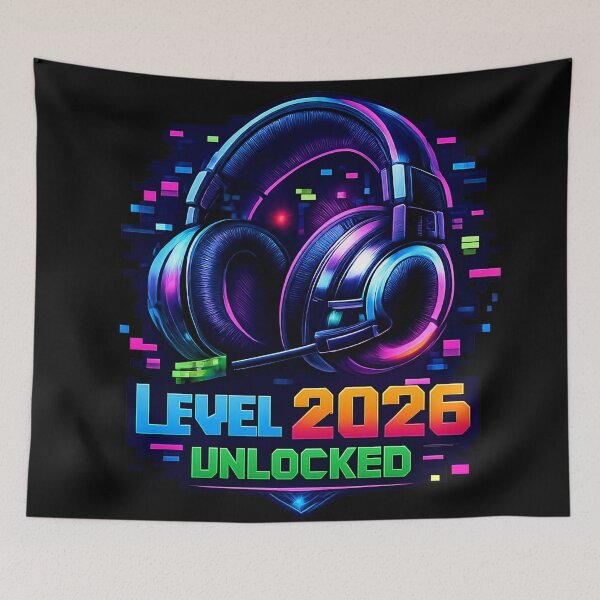 Item preview, Level 2026 Unlocked Gamer Headset – Retro 8-Bit Pixel Art Gaming Design, Neon Cyberpunk Gamer Gift for New Year 2026 designed and sold by FUIRY .