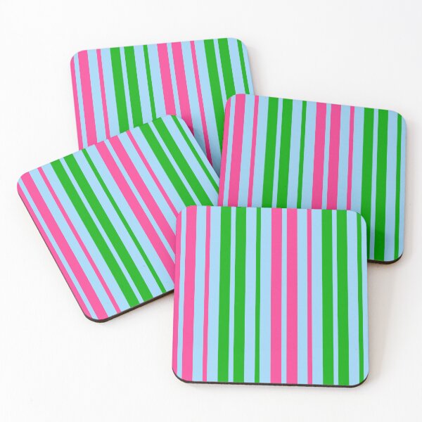 Item preview, Green Pink Stripes On Light Blue Pattern Design  designed and sold by PatternTitan.