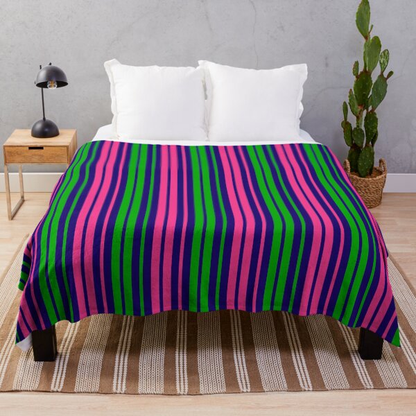 Item preview, Green Pink Stripes On Blue Pattern Design designed and sold by PatternTitan.