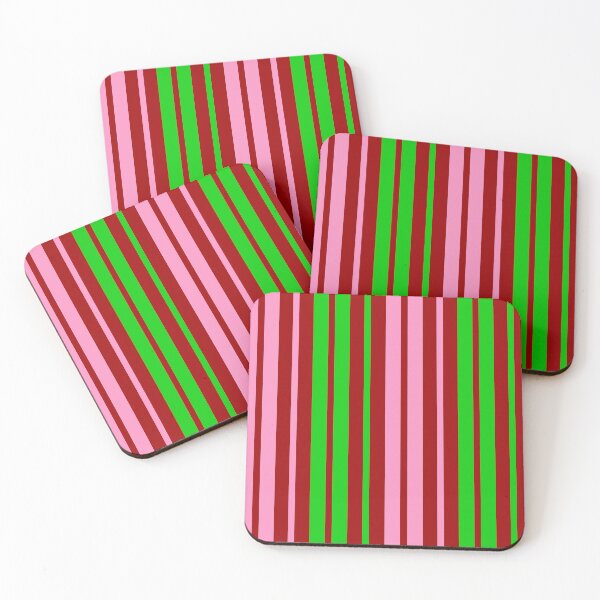 Item preview, Green Pink Stripes On Red Pattern Design  designed and sold by PatternTitan.
