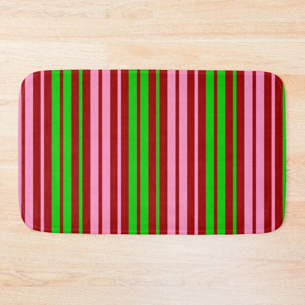Item preview, Green Pink Stripes On Red Pattern Design  designed and sold by PatternTitan.
