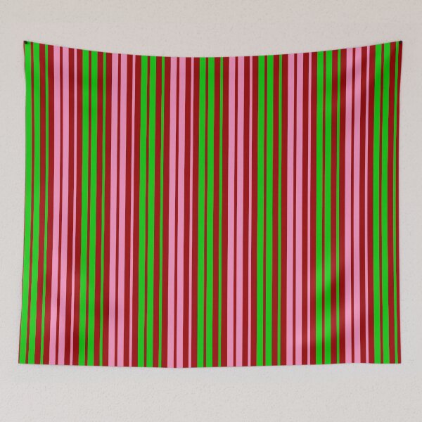 Item preview, Green Pink Stripes On Red Pattern Design  designed and sold by PatternTitan.